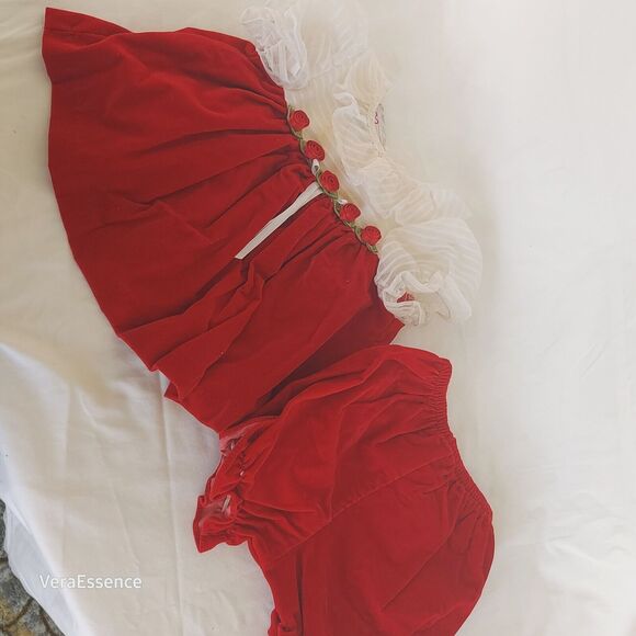 Vtg 90s Expressions Holiday Dress w/ Bloomers 3-6 Months Retro Christmas - Picture 2 of 6